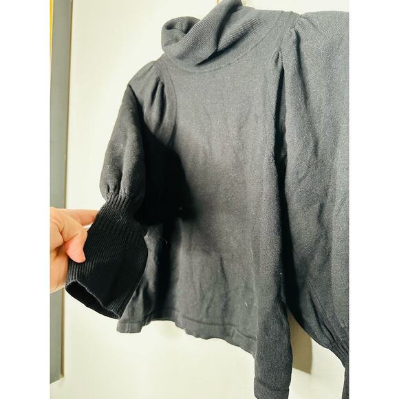 APIECE APART Black Wool Turtleneck Puffed Drapey Sleeves Dewi Sweater size Large - Picture 9 of 12